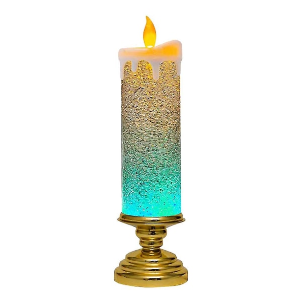 Led-stearinlys Jule-fe-lampe Flammefri-venlig desktop-lysende dekoration med stativ Deco（Guld）