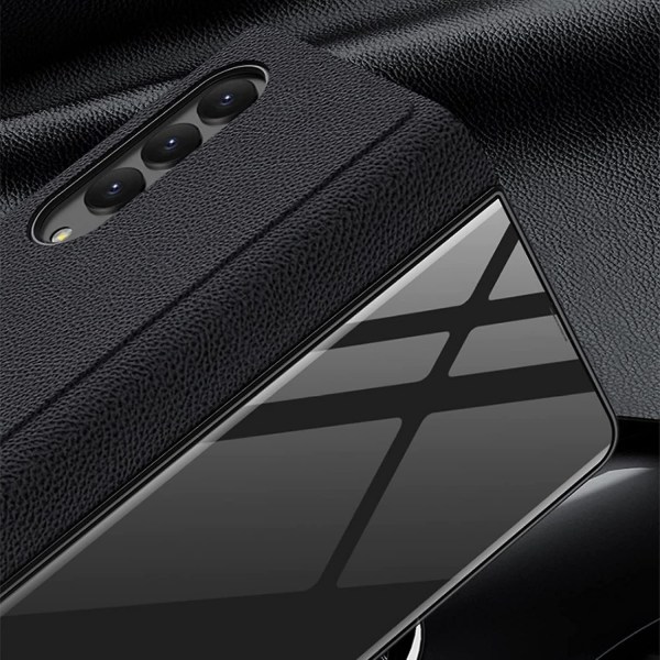 Phone case i härdat glasläder för Samsung Galaxy Z Fold 4, Ultratunn färgmålning Vikbart skal för Z Fold4, Anti-fall Business Phone Cover