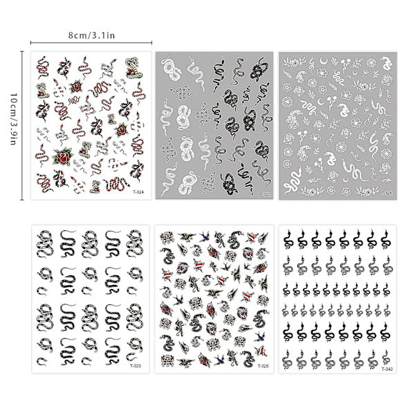 12 Ark Slange Neglekunst Klistremerker 3d Negle Selvklebende Hot Slange Mønster Negleklistremerker Dekaler For Kvinner Jenter Negle Design Manikyr Diy Dekor Na