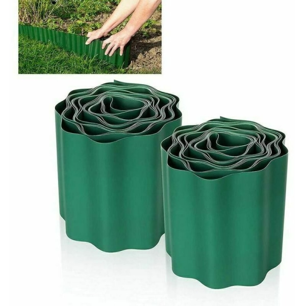 Bit av flexibel gräsmatta kant 9 m × 15 cm, plast gräsmatta staket kant, trädgård kant, utomhus kant, PVC - flexibel trädgård kant, grön