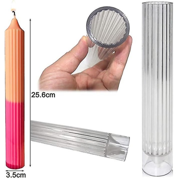Plastsøylelysform - håndlaget lysform for soyavoksbivoks, gjør-det-selv-gave, 25,6 cm lysfremstillingssett (3,5 x 25,6 cm takket søyle)