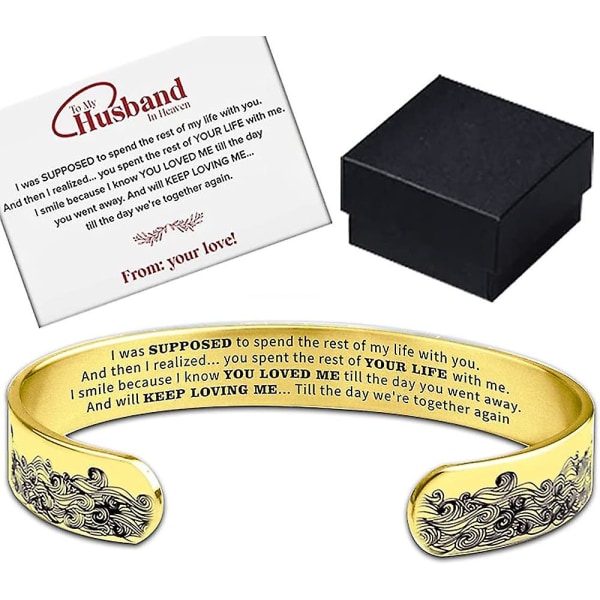 Fkteehy To My Mann In Heaven Memorial Armbånd,inspirerende mansjettarmbånd for kvinner,sympati Remembrance Bangle Personalized Jewelry Memorial Gif