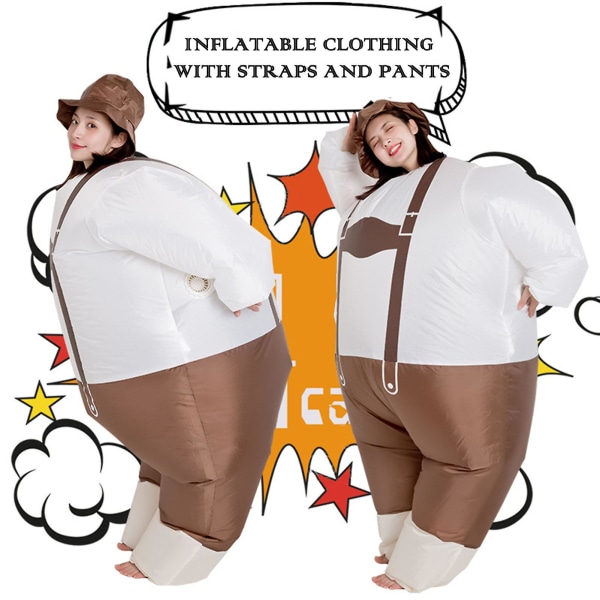 Big Fats kjeledress Dukke oppblåsbare klær Lett batteridrevet kostyme for kvinner Menn Voksen (Overall)
