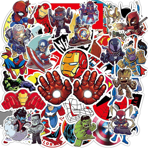 Superhjälte Avengers-klistermärken, 50 st Comic Legends-temadekaler för tonåring barn Vuxen vattentäta klistermärken för laptop Vattenflaskor Cyklar Bagage Skateboar