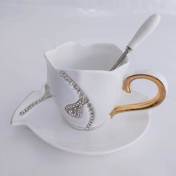 Diamonds Design kaffemugg Kreativa presentälskare tekoppar 3d keramiska muggar med strassVita