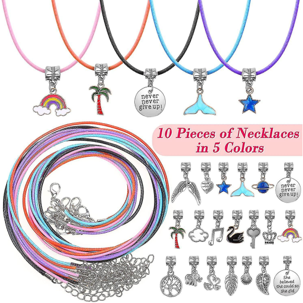 Gör-det-själv-armbandstillverkningssats för flickor 96st Charmarmbandssats med pärlor Hänge Berlocker Armband Halsbandssnöre