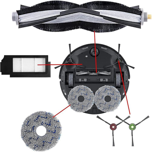 Erstatning for X1 Plus Robotstøvsuger Reservedeler Hovedsidebørste Hepa Filter Mopp Støvpose（Fotofarge）