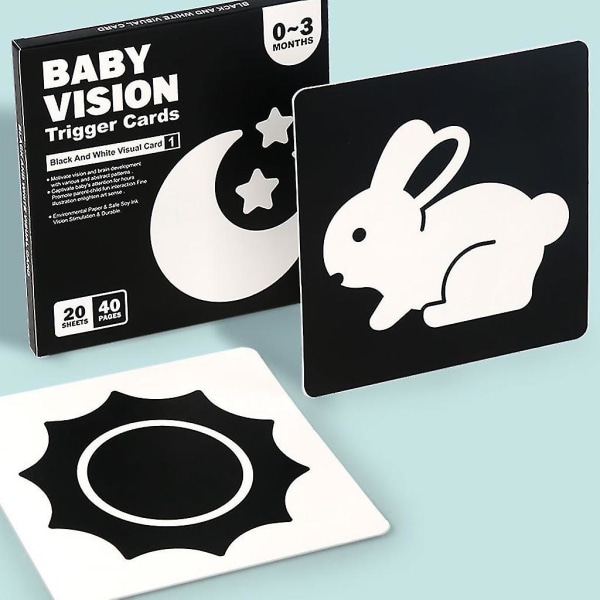 Baby Visual stimuleringskort Svart Hvit Visual High Contrast Baby Flashcard (SETT 1)