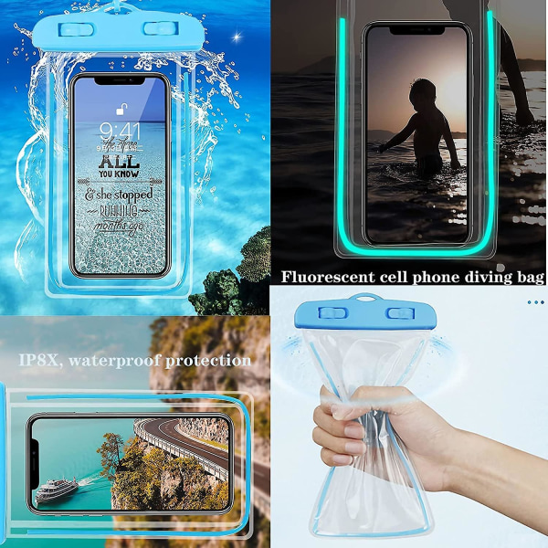 2 st vattentät smartphone-väska, universal Ipx8 vattentät påse strandtillbehör telefonpåsar för Iphone 13/12/11 Mini Pro Max Xs Xr X, Huawei P30
