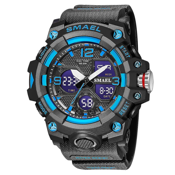 Men Watches Outdoor Sports Functal Watch Black and blue