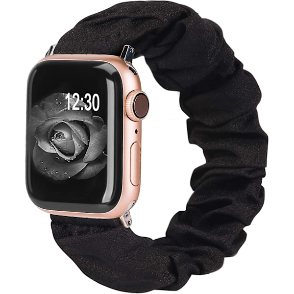 Yhteensopiva Apple Watch -ranneke Scrunchies 38 mm 40 mm 41 mm kangas Pehmeä kuvioitu kangas Rannekoru Naiset Rose Gold Iwatch söpö Elastinen Scrunchy Ban