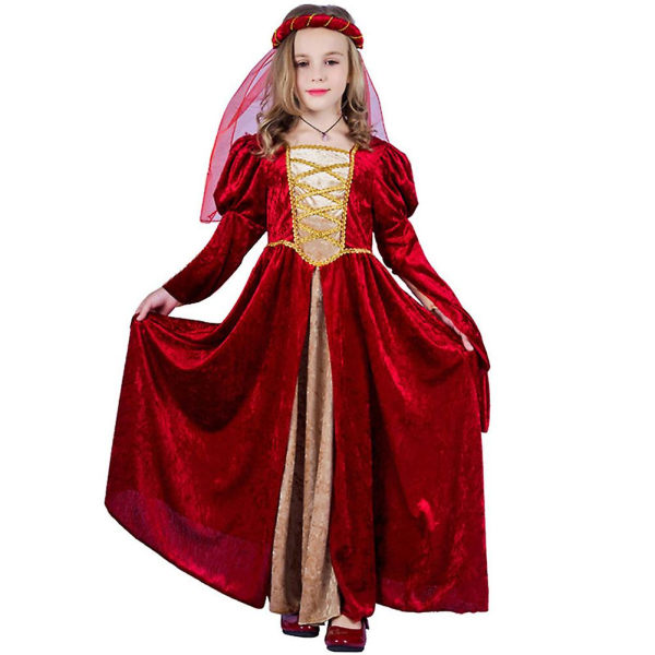Europæisk og amerikansk middelalderlig retro kjole til piger Rollespil Sceneoptræden iført(L,EE258)