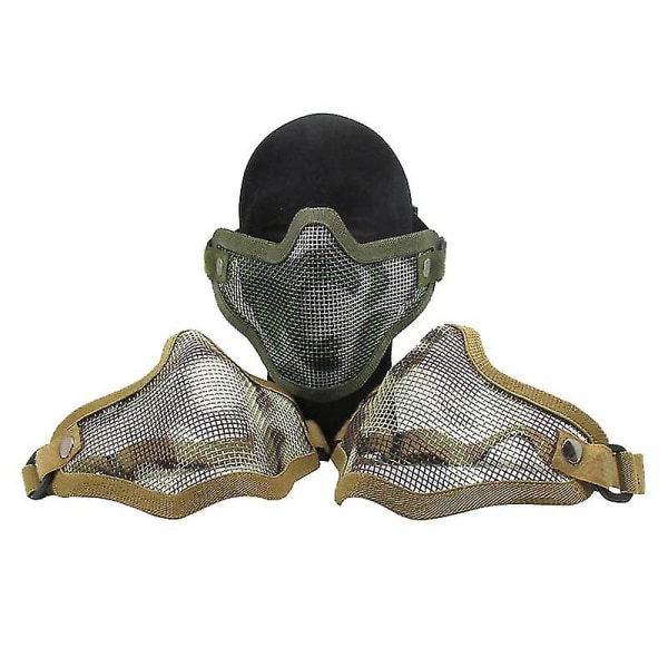 Taktisk Airsoft Mask Half Face Justerbar Mesh Mask For Airsoft/cs Game (Khaki)