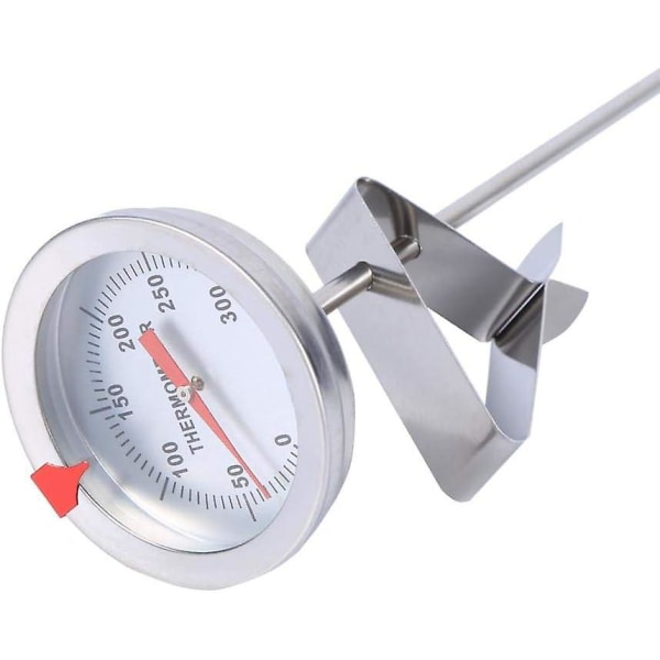 Koketermometer, 12" lang kokesondetermometer i rustfritt stål med klips for matkjøtt hjem