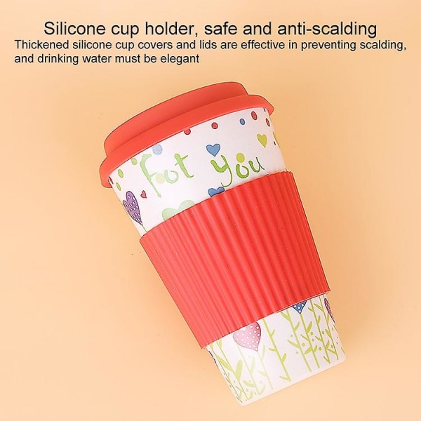 400 ml Återanvändbara kaffekoppar av bambufiber Silikon Miljövänliga resekaffemuggar Lila