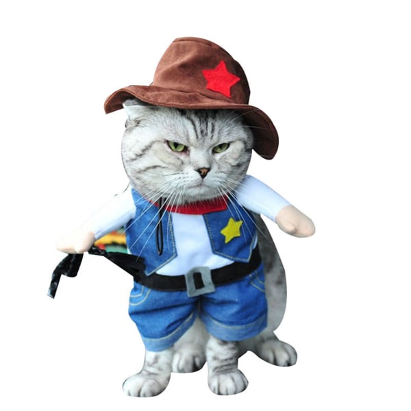 Morsom kattekostyme kostyme til Halloween Morsom søt dress for små katter Ny(S）
