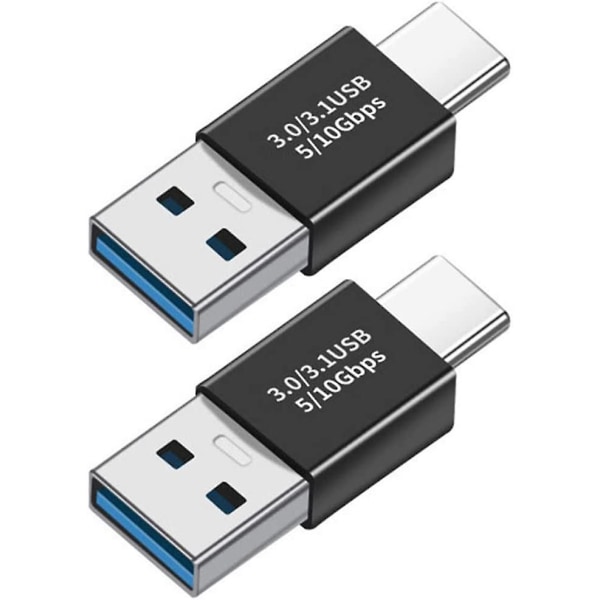 Typ-c hane till USB 3.0 hane-adapter, USB en hane till usb-c hane Otg-adapter omvandlare för PC, notebook, Macbook Air Pro, Galaxy, Huawei, surfplatta (2-pack)