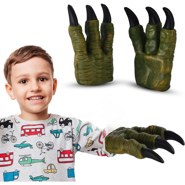 Dinosaur hånddukker (dinosaur kløer - par) Sjovt og realistisk design - ideel til dukketeater, gag gave, børnelegetøj