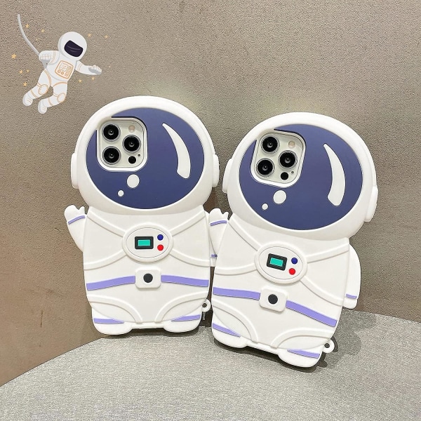 Telefon 14 Plus Skal Kawaii Telefonfodral, söt 3D Cartoon Cool Astronaut Mjuk Silikon Stötsäker Skyddande Skal Rolig För Iphone 14 Plus Kvinnor Flickor