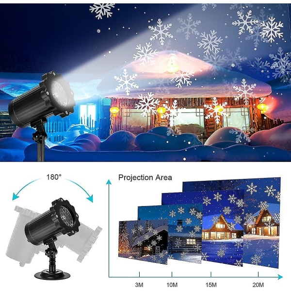 Led projektor julelampe snefaldslys med fjernbetjening Ip65 vandtæt udendørs og indendørs julepynt snefnug Led juleprojekt