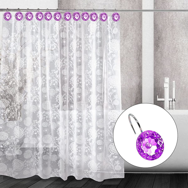 Dekorativa duschdraperikrokar - 12 delar klarkristall akrylduschdraperi med krokar för badrum duschdraperi i sovrummet