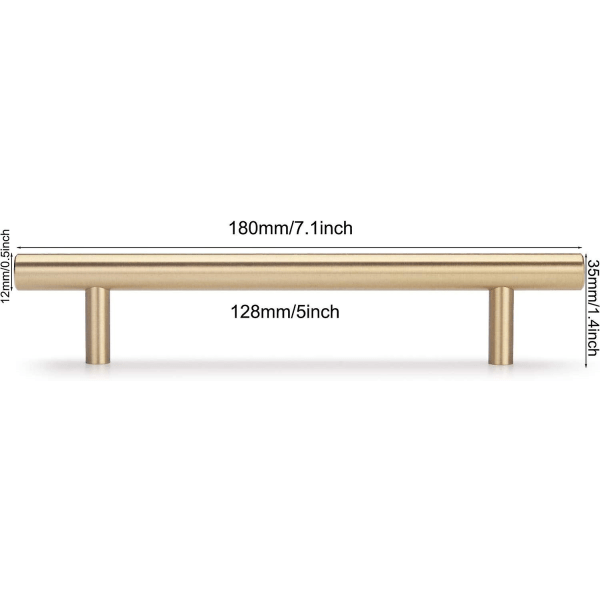 5 delar mässing lådknoppar för skåp Köksskåpshandtag, hålcentrum 64 mm till 160 mm