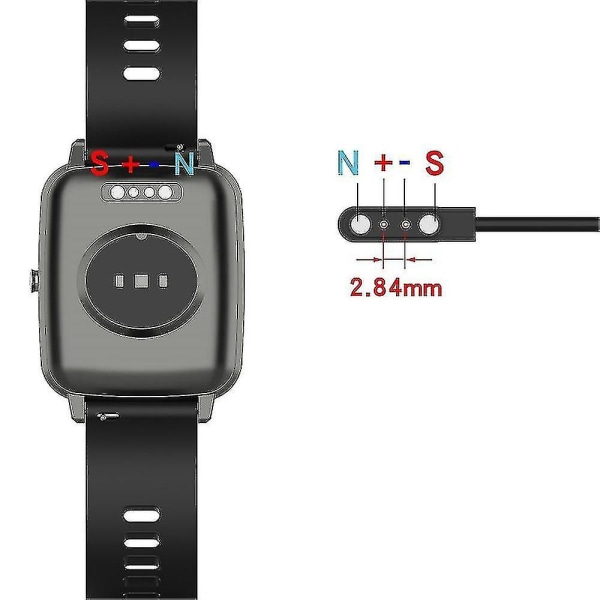 Smartwatch USB -laddningskabel för Sw021/sw023/id205u/willful Sw021 Watch（1PC，Svart）