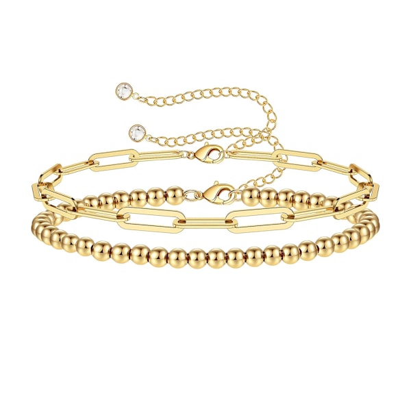 Wekity Delikat Guld Armband för Kvinnor, Justerbart Lagerarmband, Oval Kedja Guld Armband Kvinnors Smycken