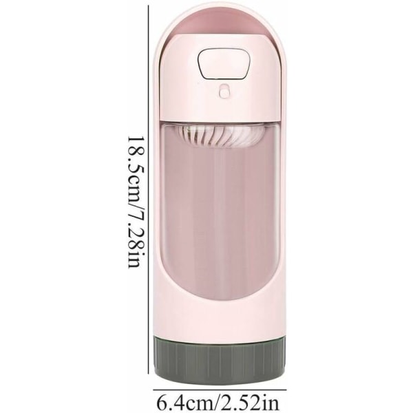 MINKUROW Bärbar hundvattenflaska Läcksäker dricksvattenautomat för katt för resor utomhus promenadträning (rosa)