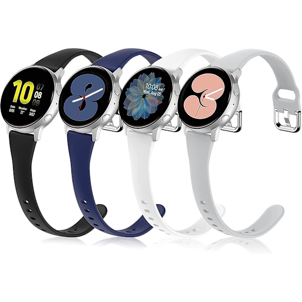 Slanke bånd Kompatibel med Samsung Galaxy Watch 4/Active 2 40mm 44mm/Galaxy Watch 4 Classic 42mm 46mm/Galaxy Watch 3 41mm, 20mm Hurtigutløsning Silikon