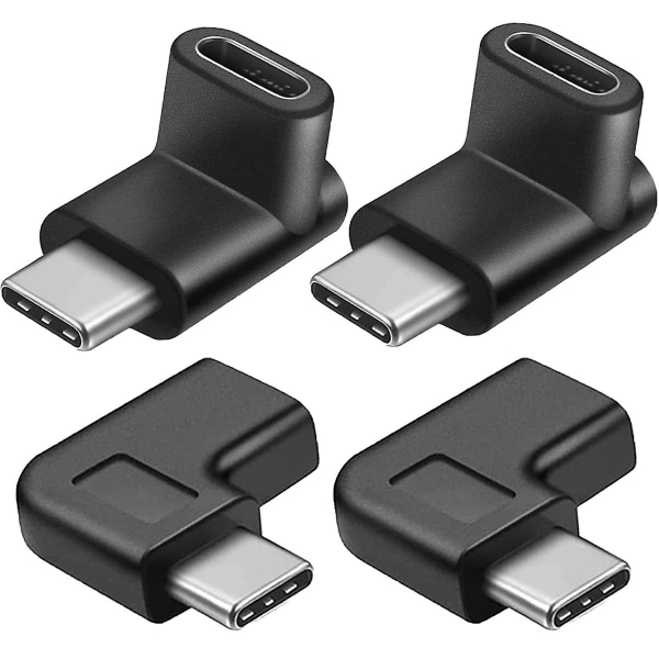 4 kpl 90 asteen USB-c Type C uros-naarassovitin, kulma ylös ja alas, kulma oikea ja vasen USB-c USB 3.1 Type-c -laajennus tablet-matkapuhelimen kannettavaan tietokoneeseen