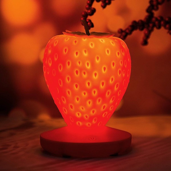 2024, mansikka yövalo, söpö silikoninen mansikkalamppu lastenhuoneen LED söpöjen lasten yövalo