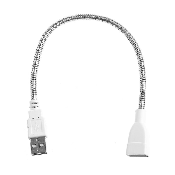 Fleksibel metallslange strømforsyning usb adapter kabel skjøteledning for lampevifte (hvit)