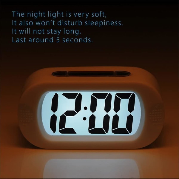 Mini Morning Alarm Clock, Enkel Väckarklocka Snooze Alarm Clock Led Digital Silent Digital LCD Stor Elektronisk Display Batterier Färgad Ljus Vit