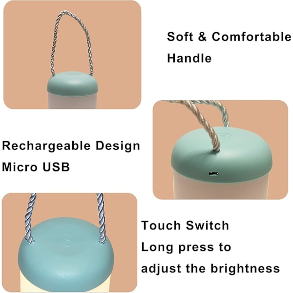 Bærbar Natlampe Til Børn Genopladelig Sengelampe Trinløs Dæmpbar Bærbar Lanterne 360 Belysning Øjenvenlig Bordlampe 3000k Varmt Lys Perfekt