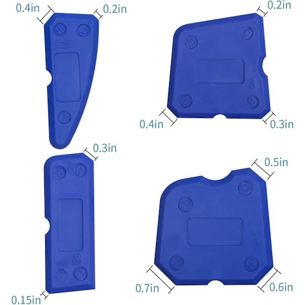 Sauman viimeistelytyökalu, 4 osainen kannettava sininen silikonimuotti sauman tiivistys työkalusetti, monireunainen silikonisauman levittäjätyökalu sileämpi mastiksi työkalu