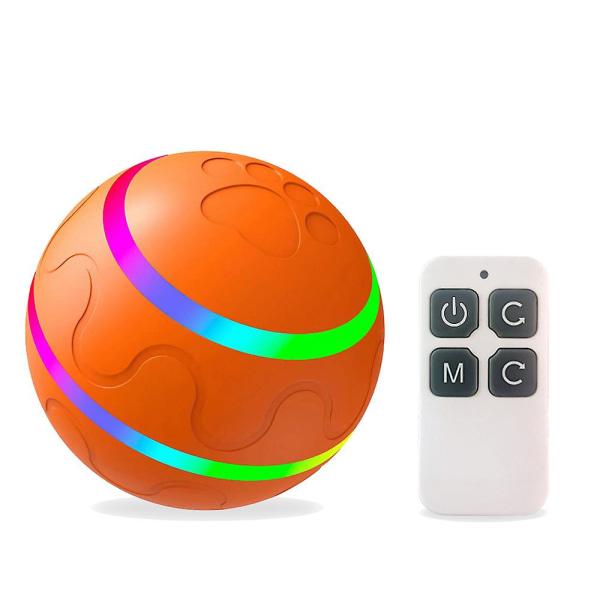 Orange interaktiv kattboll - hinderavkännande kattungeleksak med USB uppladdningsbar led-timerfunktion - mycket lämplig för din katt och valp