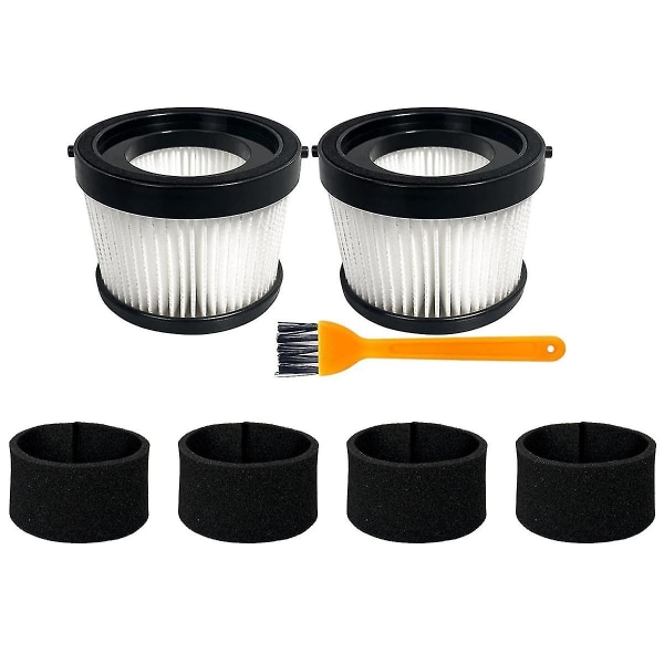 2 stk Dcv5011h Hepa-filter til Dcv501hb trådløs håndholdt støvsuger, med 4 skumhylsefiltre og 1 Bru (sort)