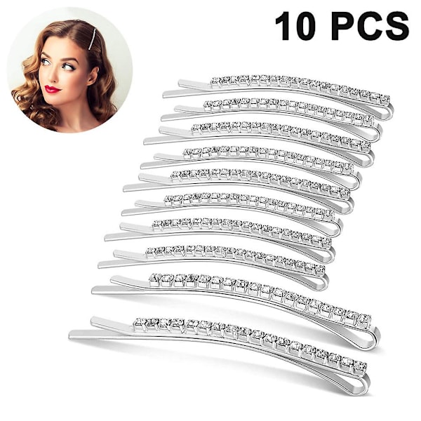 10 Pieces Shiny Hair Clips, Hair Clips With Sweet Hair, Hair Accessories With Headpiece, Hair Pin-10pcs Silver