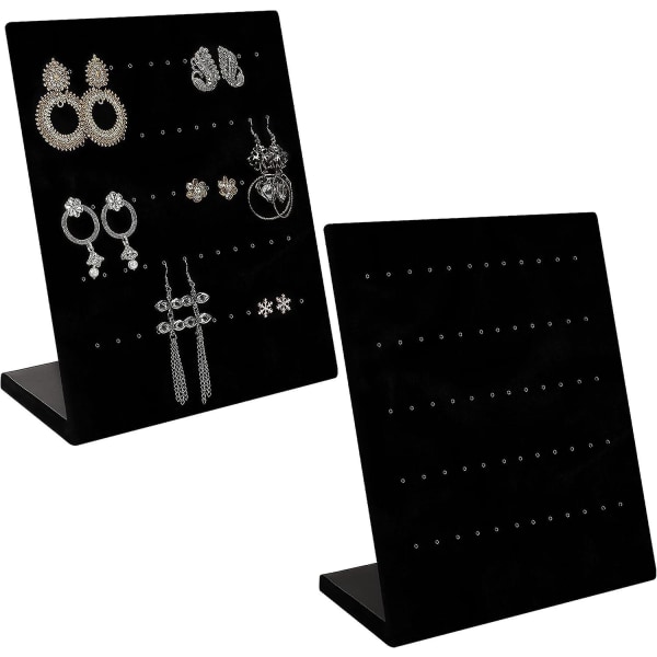 Belle Vous Øreringe Smykker Iser Og Display Holder (2 Pakke) - L formet smykkestativ D med 60 huller til 30 par øreringe - nitter og Dan