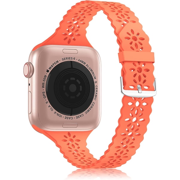 Silikonband i spets kompatibelt med Apple Watch -band 42 mm 44 mm kvinnor, smalt smalt, urholkat, bågat sportband, bytesrem för Iwatch S