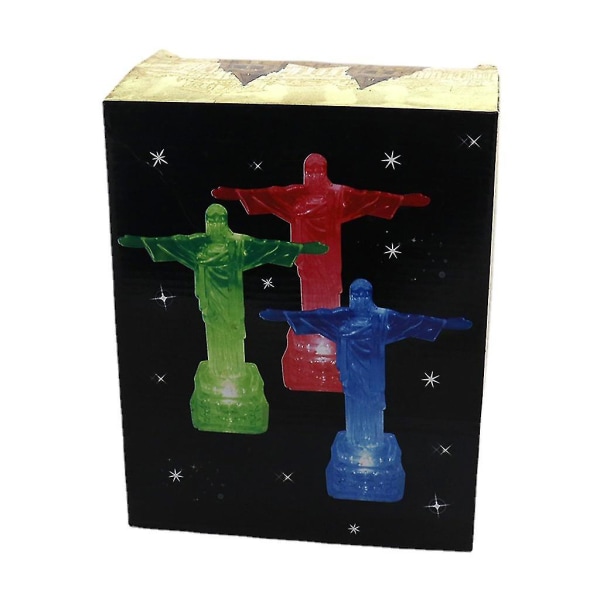 Kors 3D Nattlampa Brasilien Jesus Staty Figur Färgväxlande LED Ljus Dekoration