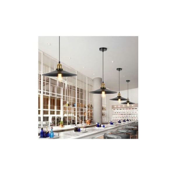 Set med 2 metall ljuskrona upphängd lampskärm Vintage industriell taklampa E27 för sovrum Vardagsrum Bar Restaurang - Svart - Svart DRIVE