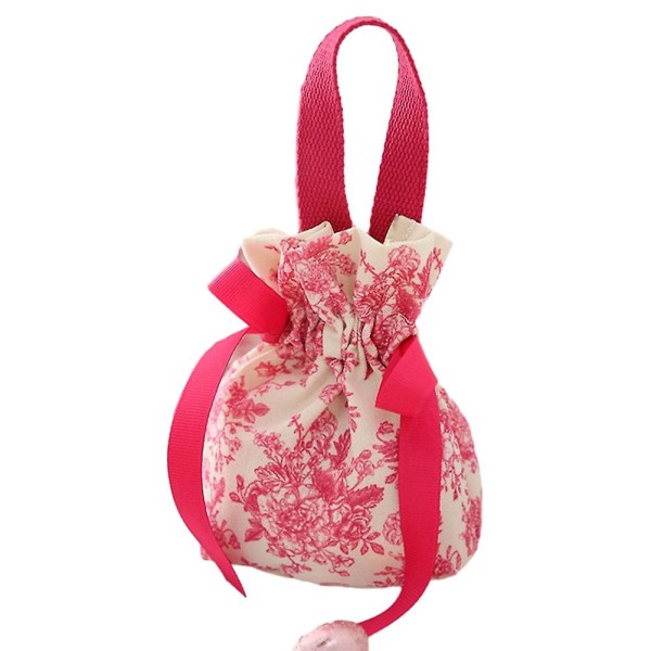 Kiristysnyörillä karkkipussi, henkilökohtainen bowknot-sokeripussi hääkoristukseen (ruusunpunainen)