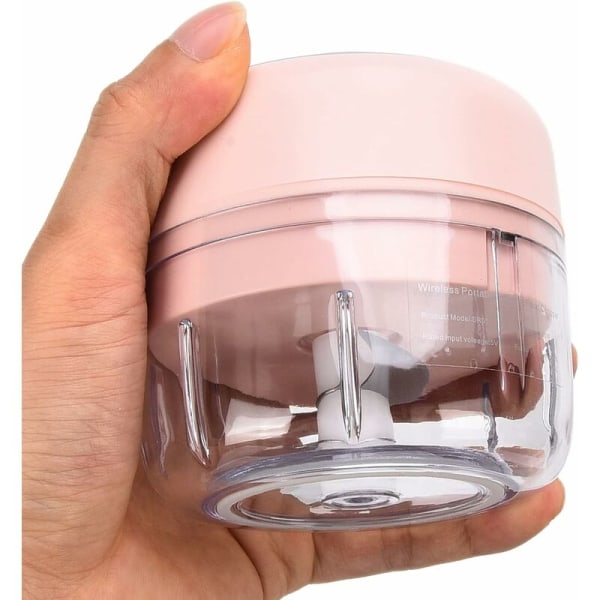 MINKUROW Minihackare, hållbar elektrisk lökhackare med 100 ml kapacitet för köksredskap (rosa)