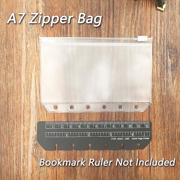 12pcs Convenient Clear Pvc A7 Binder Pockets Clear Zipper Folders For 6-ring Notebook