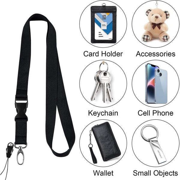 Kontorslina, 5-pack 23 tums snabbkopplingslina i polyester med halsband Nyckelring med avtagbart spänne, oval spännhake för nycklar, ID-brickor, USB, C