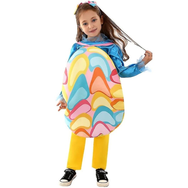 Børne farverigt påskeæg kostume piger påske kostumer fancy dress outfits gør-det-selv påskeæg elver kostume til småbørn (XL (135-145 cm))