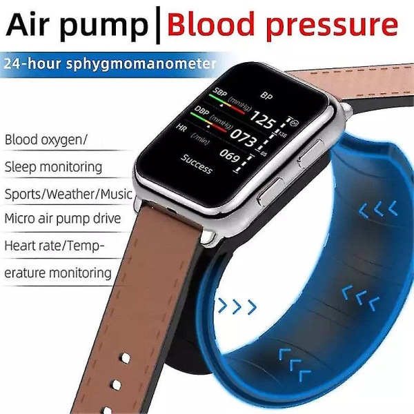 Smart Watch P80 Air Pump True Blood Pressure Blood Oxygen Test Body Temperature Monitor Full Wrapped Airbag Smartwatch