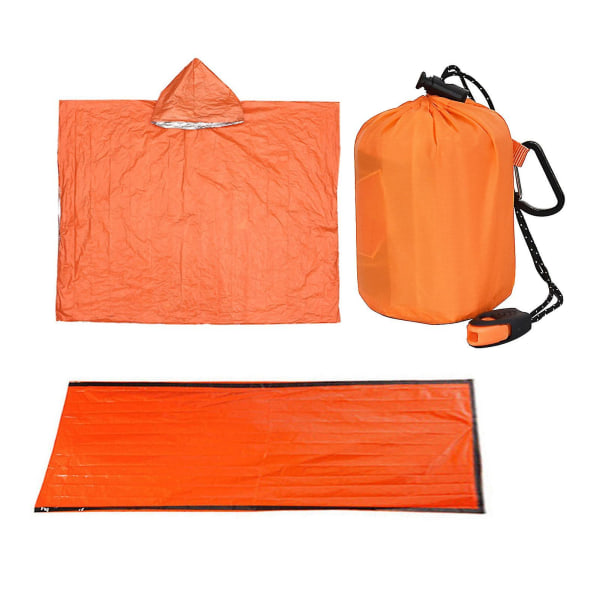 1 set Survival Poncho campingutrustning Håll värmen Ultralätt thermal filt Nödregnkläder för camping